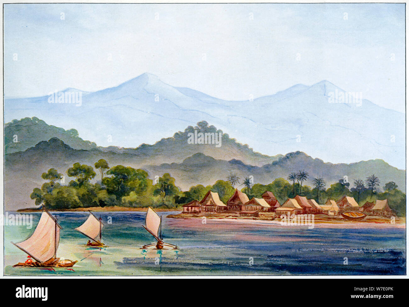 Villaggio, Sumatra, Indonesia, 1906. Artista: Ernst Haeckel Foto Stock