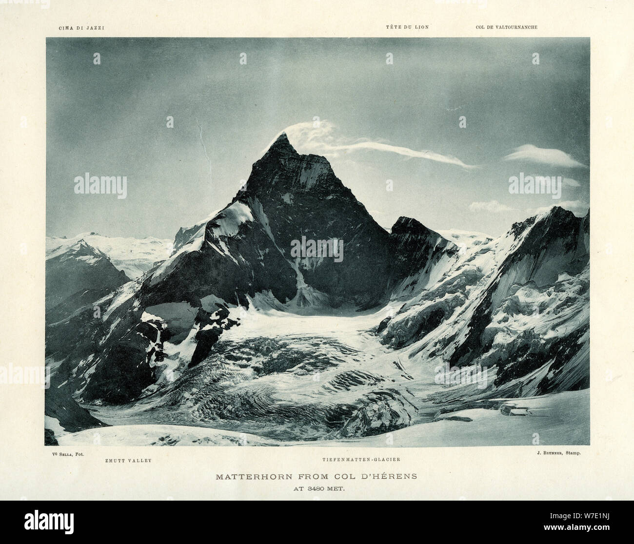 Il Cervino dal Col d'Herens, Svizzera, c1900. Artista: J Brunner Foto Stock
