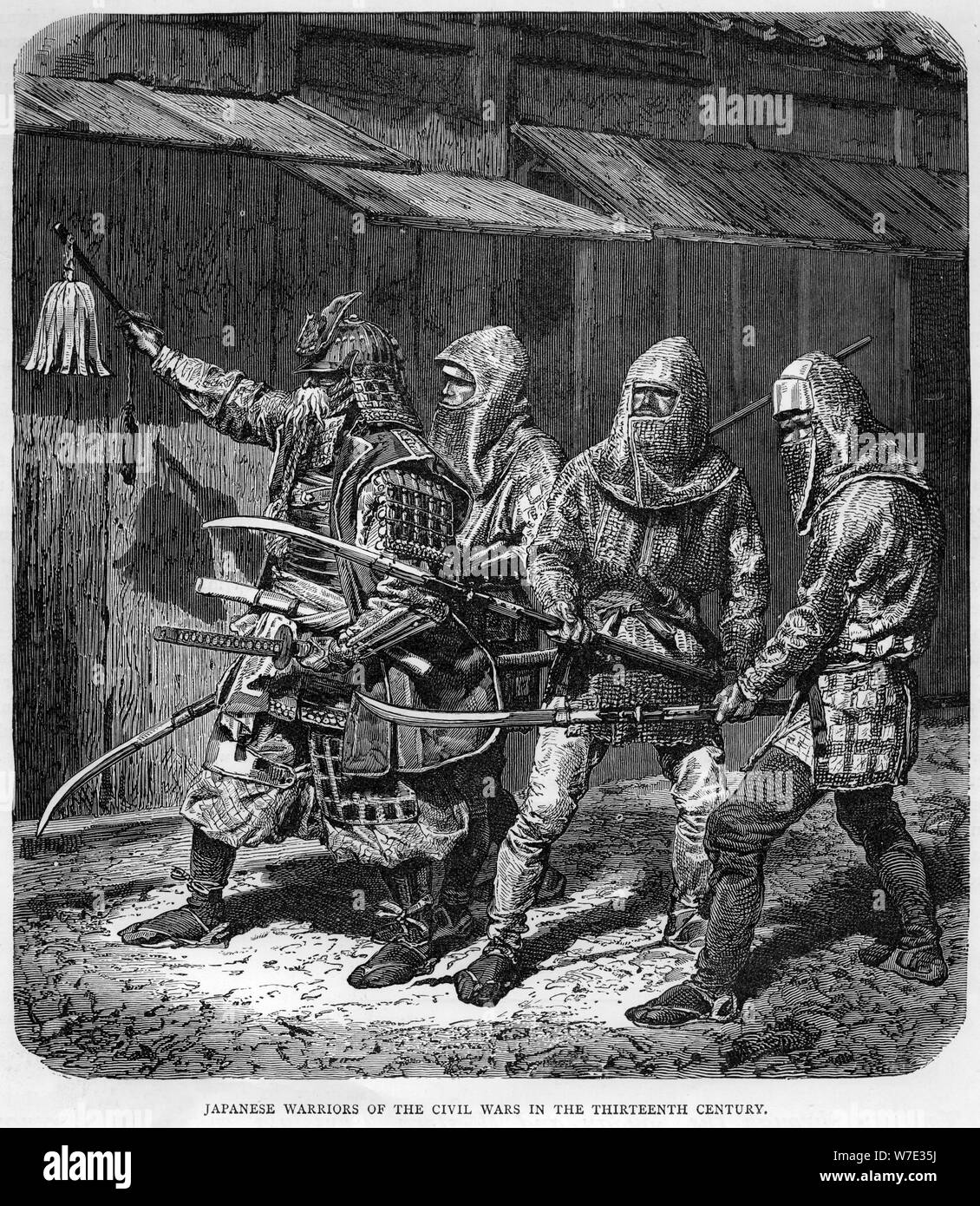 "Guerrieri giapponese delle guerre civili nel tredicesimo secolo', C1875. Artista: sconosciuto Foto Stock
