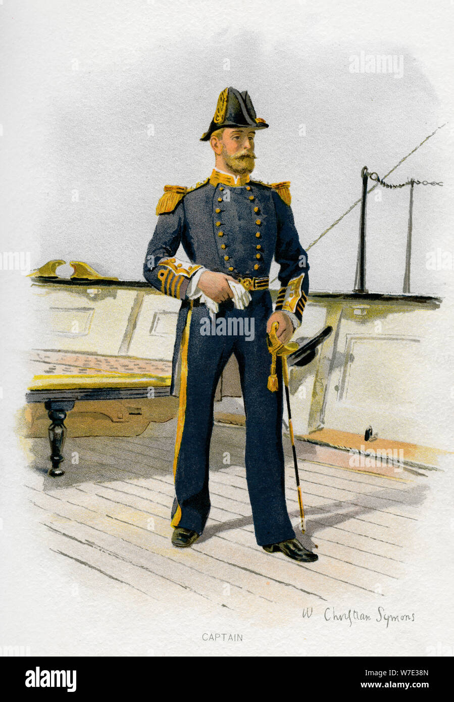 Royal Navy capitano, c1890-c1893.Artista: William Christian Symons Foto Stock