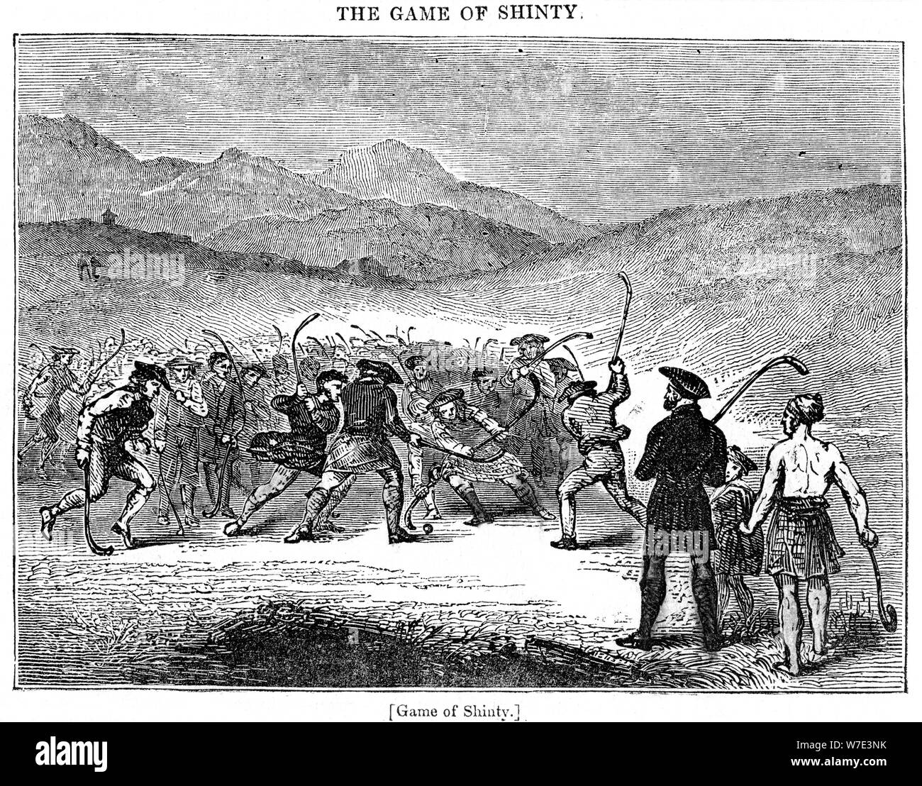 "Il gioco di Shinty', del XVIII o del XIX secolo. Artista: sconosciuto Foto Stock