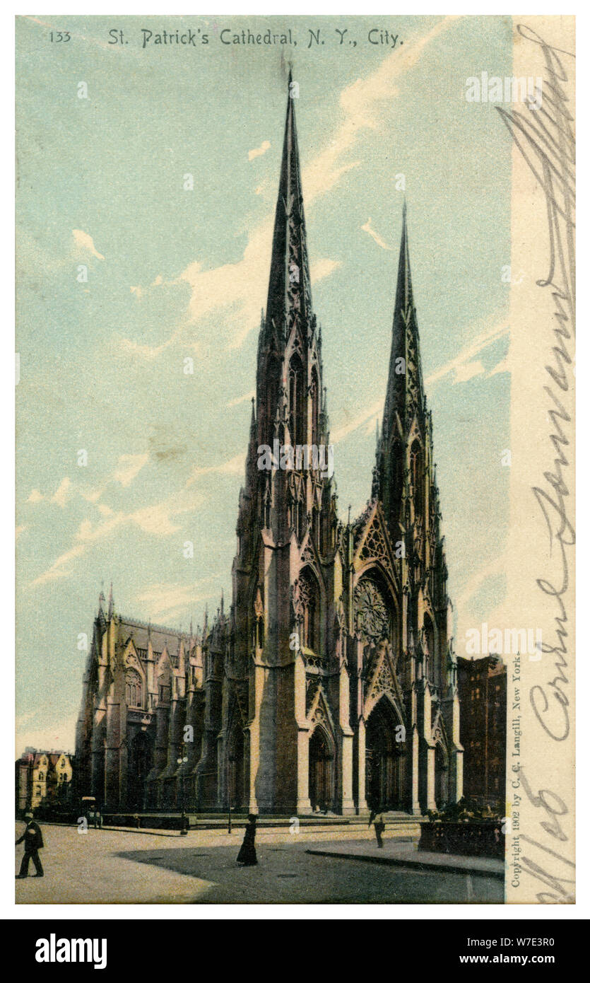 La Cattedrale di St Patrick, New York, New York, USA, 1902. Artista: sconosciuto Foto Stock