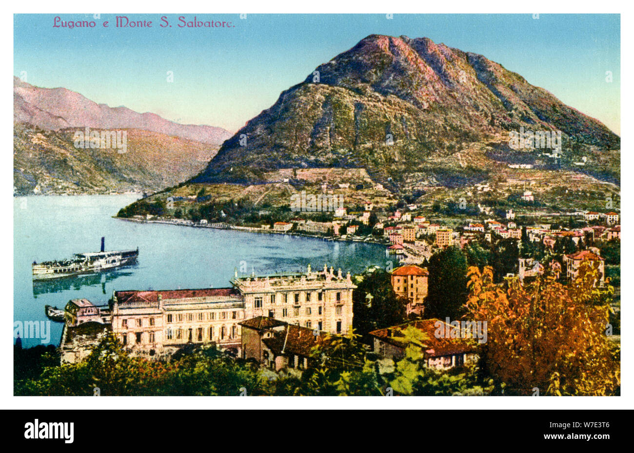 Lugano e Monte San Salvatore, Svizzera del XX secolo. Artista: sconosciuto Foto Stock