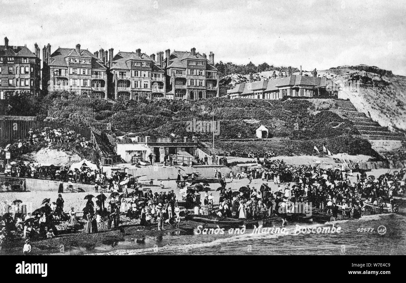 Sands e marina, Boscombe, Bournemouth Dorset, nei primi anni del XX secolo(?). Artista: sconosciuto Foto Stock