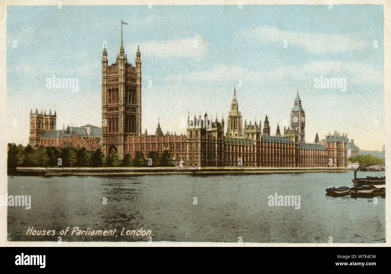 Houses of Parliament, Westminster, London, xx secolo. Artista: sconosciuto Foto Stock