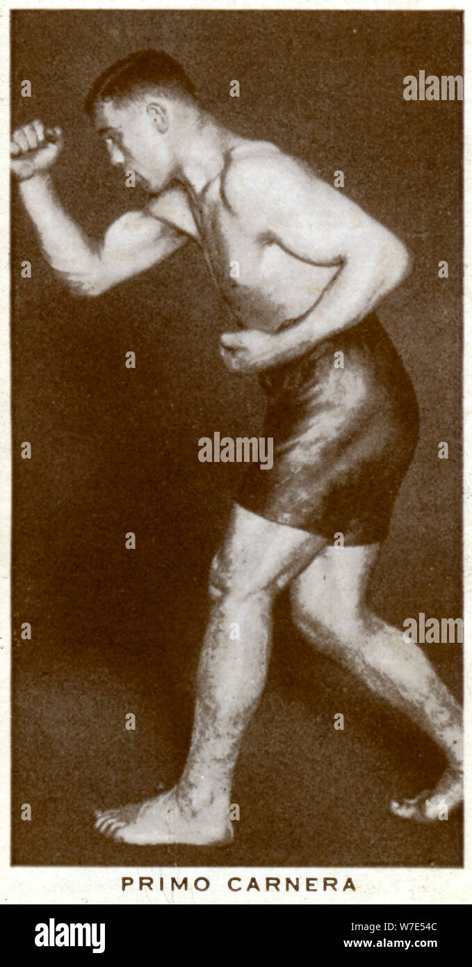 Primo Carnera, pugile italiano, 1938. Artista: sconosciuto Foto Stock