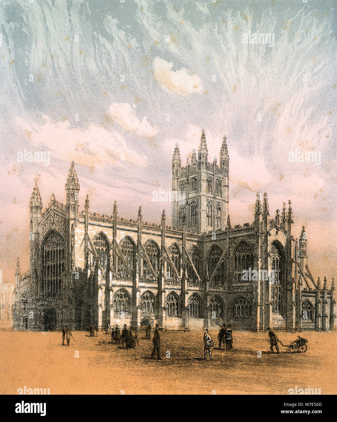 Abbazia di Bath, Somerset, c1870. Artista: Hanhart Foto Stock