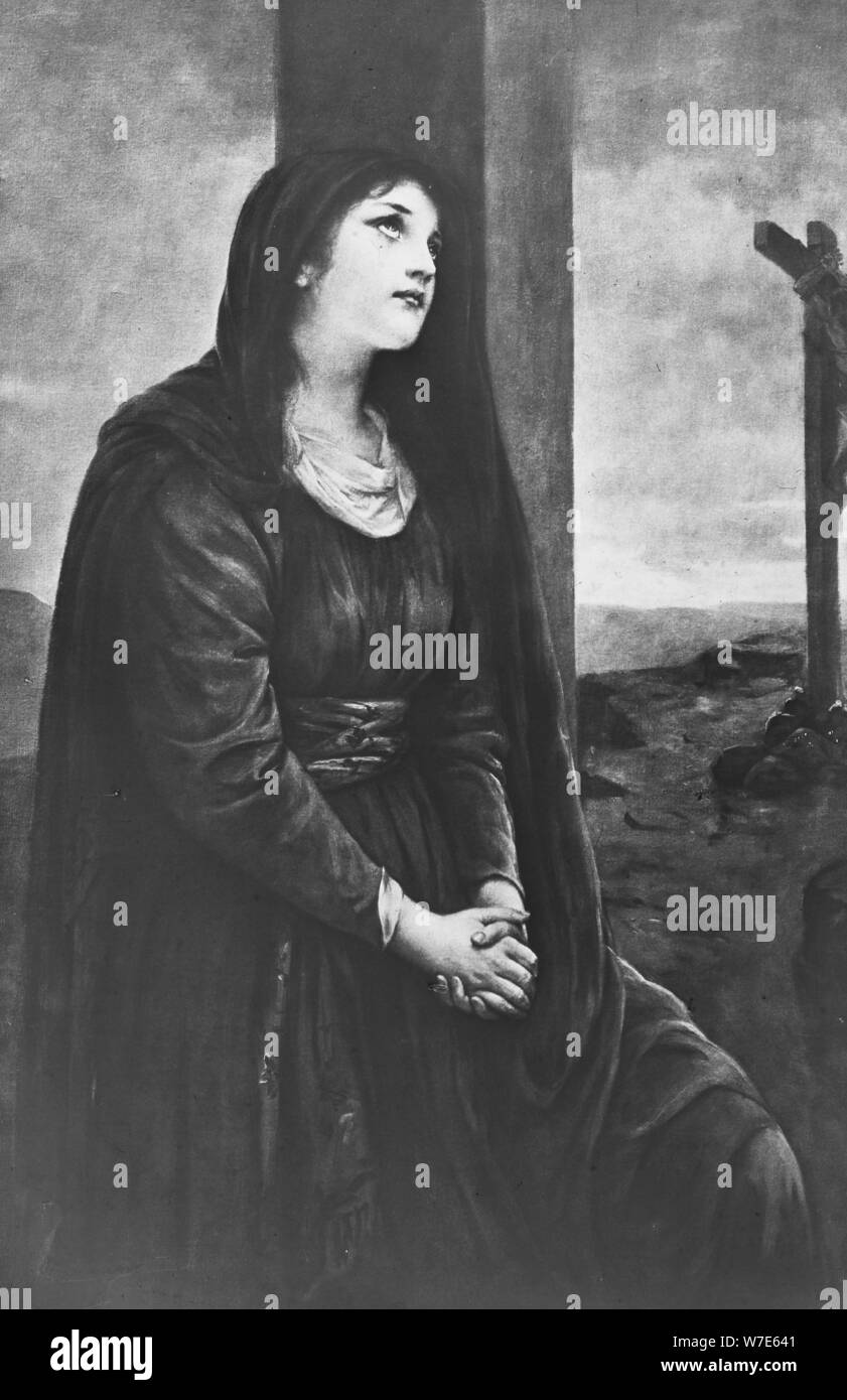 Maria Maddalena seduti sotto la Croce, tardo XIX o agli inizi del XX secolo. Artista: Newton & Co Foto Stock