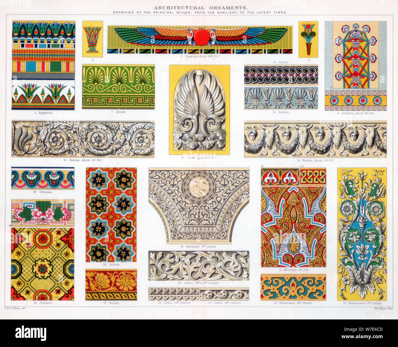 Ornamenti architettonici, c xix secolo secolo. Artista: sconosciuto Foto Stock