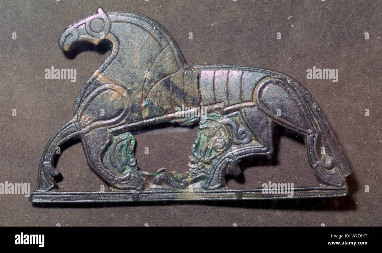Targa di bronzo di un cavallo, 5th del IX secolo. Foto Stock