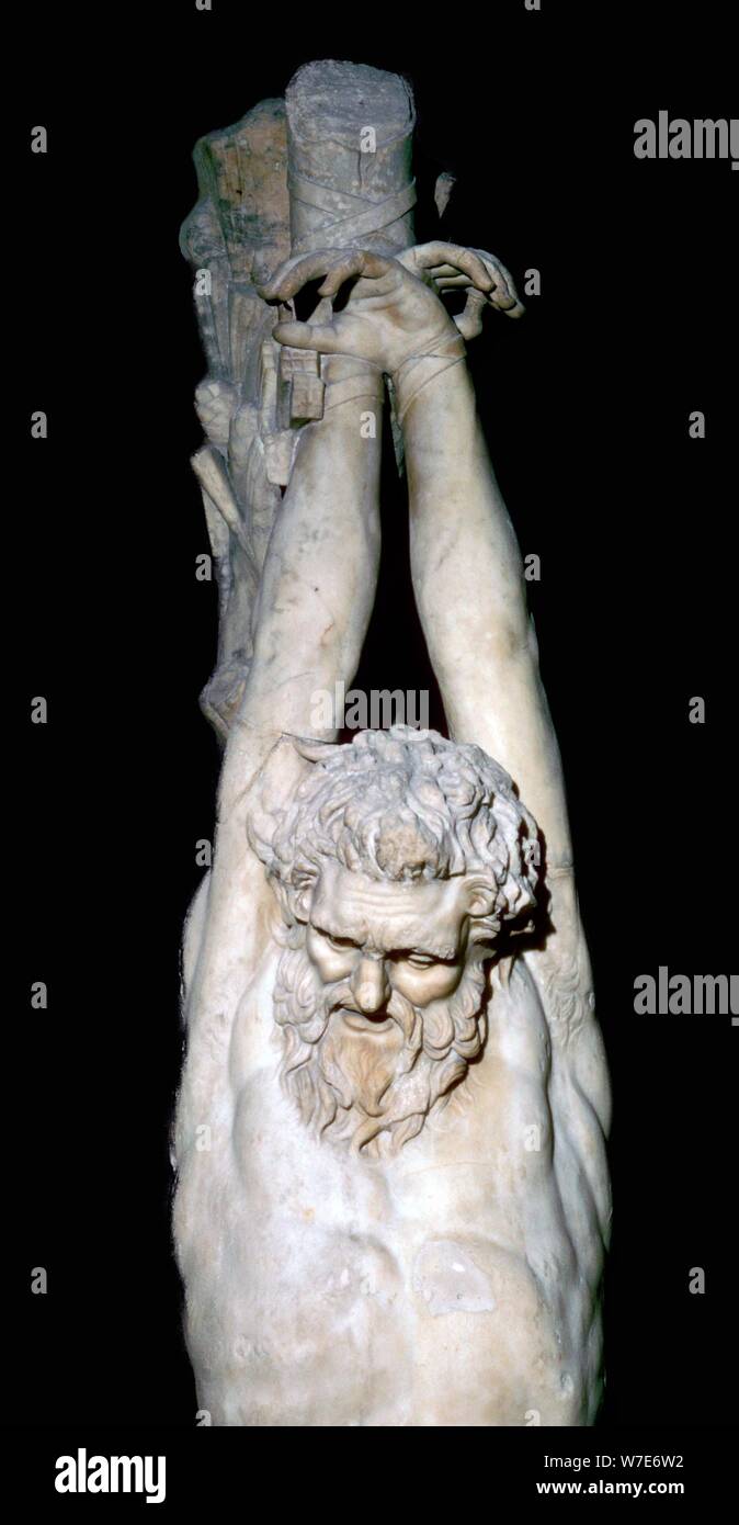 Una statua di Marsia Satiro. Copia romana di un originale ellenistico nello stile di Pergamon. Artista: sconosciuto Foto Stock