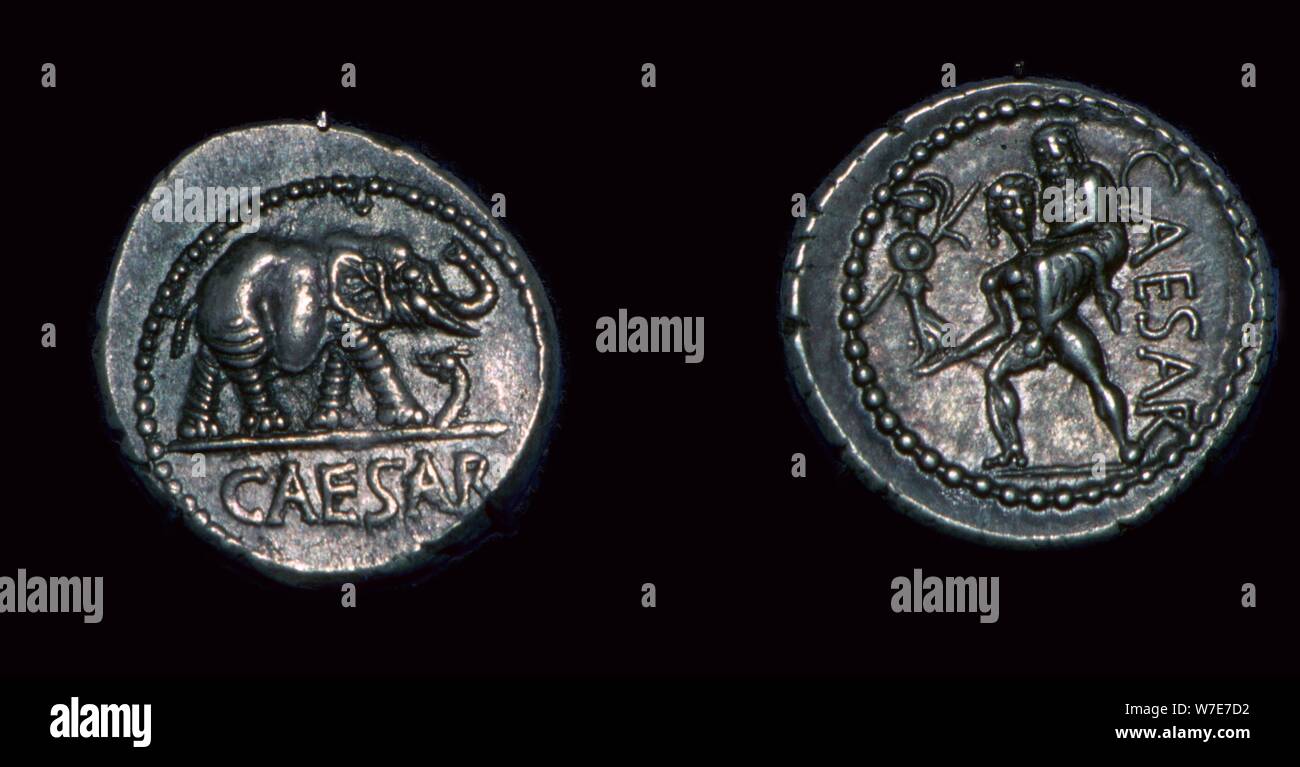 Tardo repubblicana denarii di Giulio Cesare, del I secolo A.C. Artista: sconosciuto Foto Stock