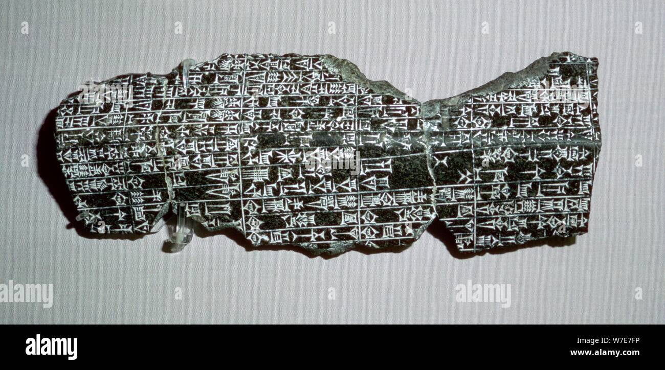 Tablet con iscrizione bilingue eretto dal re Hammurabi. Artista: sconosciuto Foto Stock
