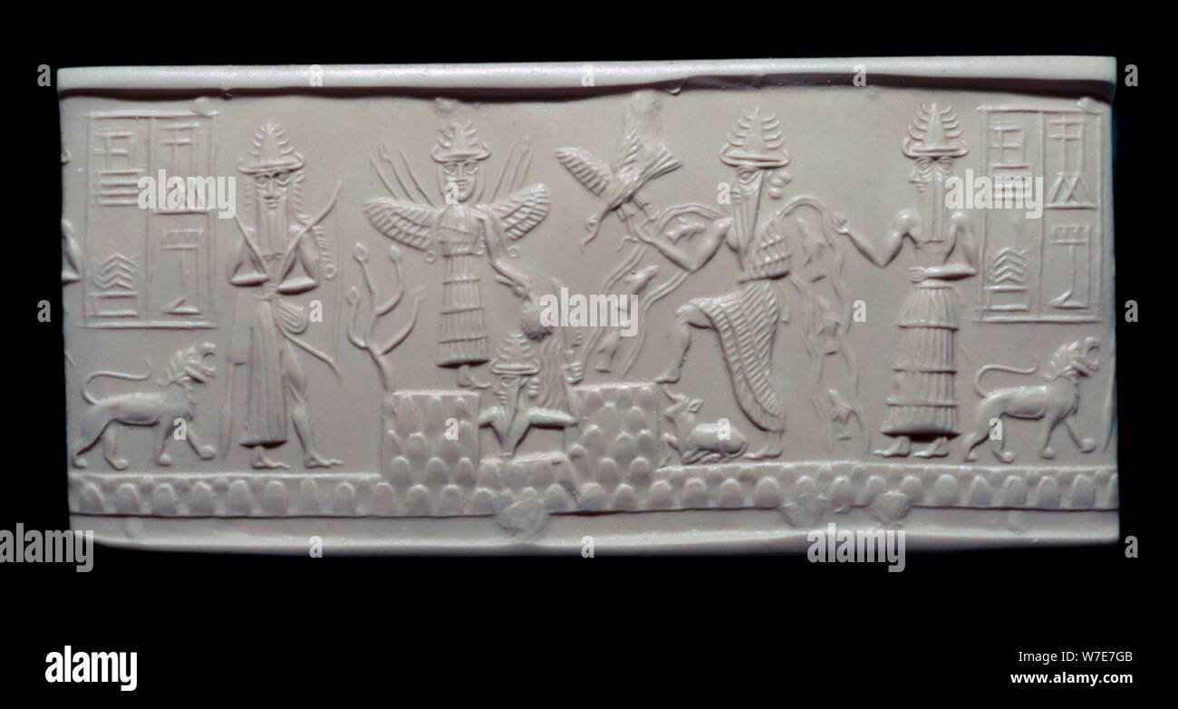 Greenstone tenuta dell' Adda, accadico, circa 2300-2200 A.C. dalla Mesopotamia. Artista: sconosciuto Foto Stock