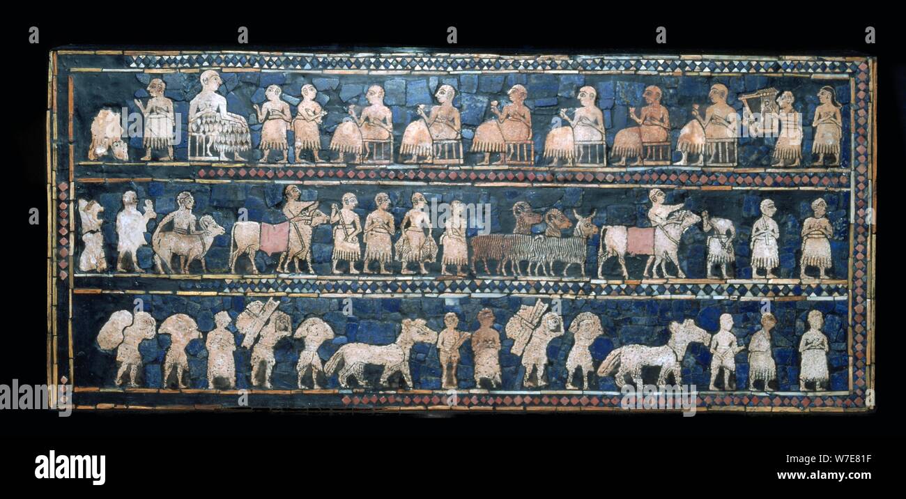 La 'pace' lato dello standard di Ur, Iraq meridionale, circa 2600-2400 A.C. Artista: sconosciuto Foto Stock