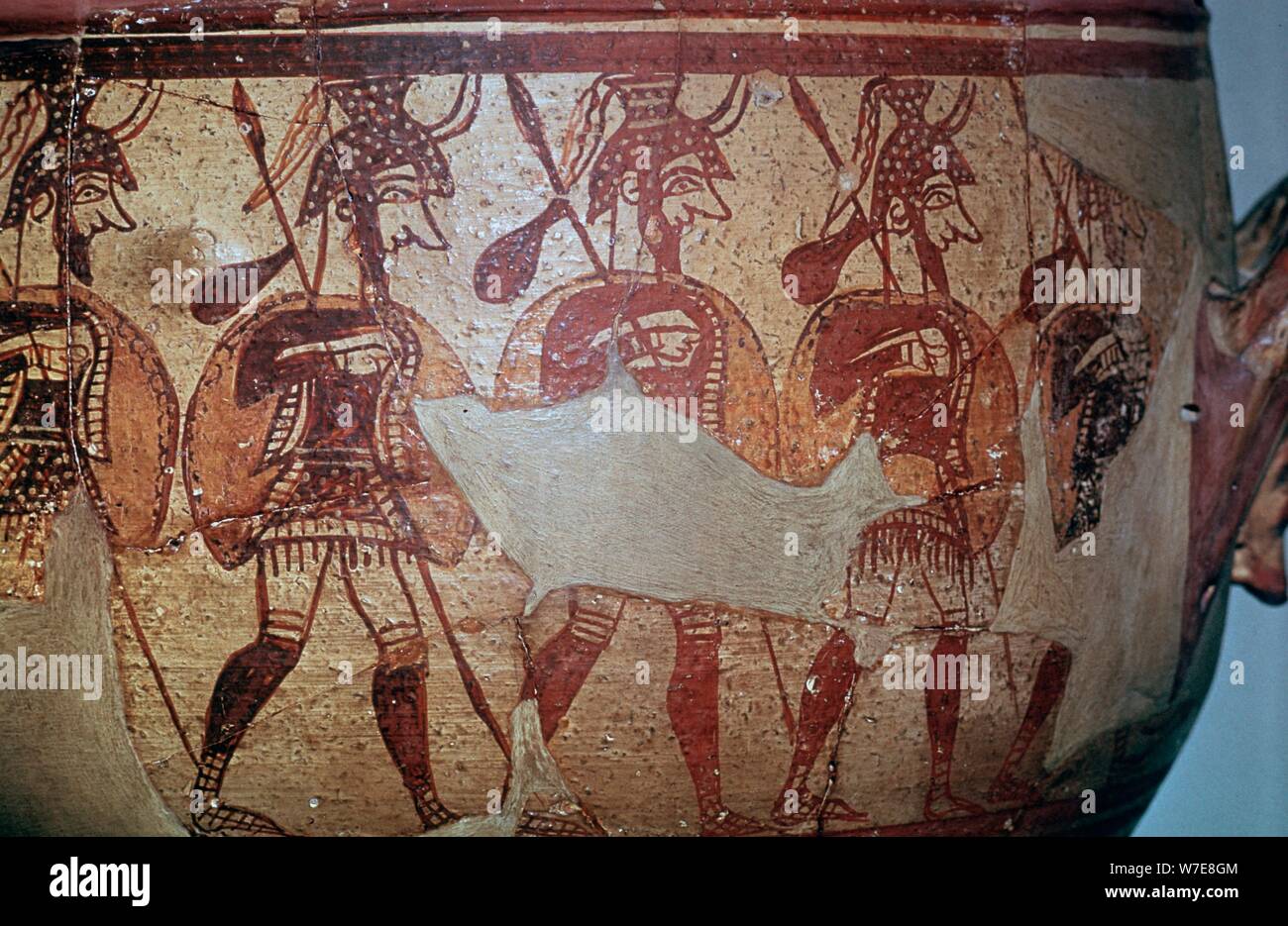 Dettaglio del guerriero greco Vase, xiii secolo A.C. Artista: sconosciuto Foto Stock