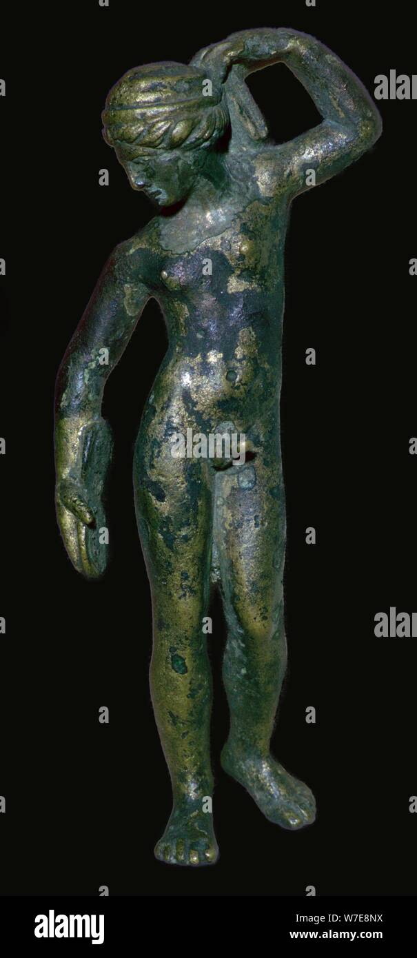 Romano in lega di rame la figura del dio ermafroditi? Artista: sconosciuto Foto Stock