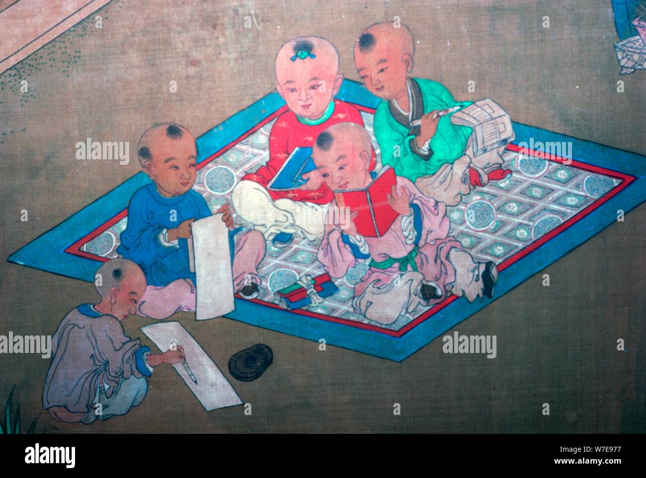 Pittura giapponese di bambini a giocare, XVIII secolo. Artista: sconosciuto Foto Stock