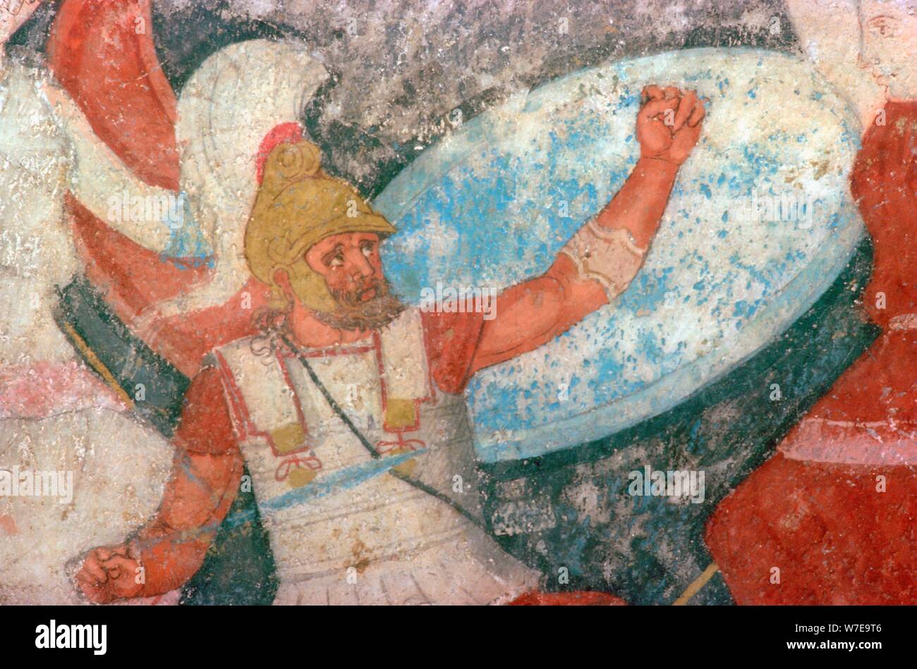 La pittura etrusca di una battaglia tra greci e amazzoni. Artista: sconosciuto Foto Stock