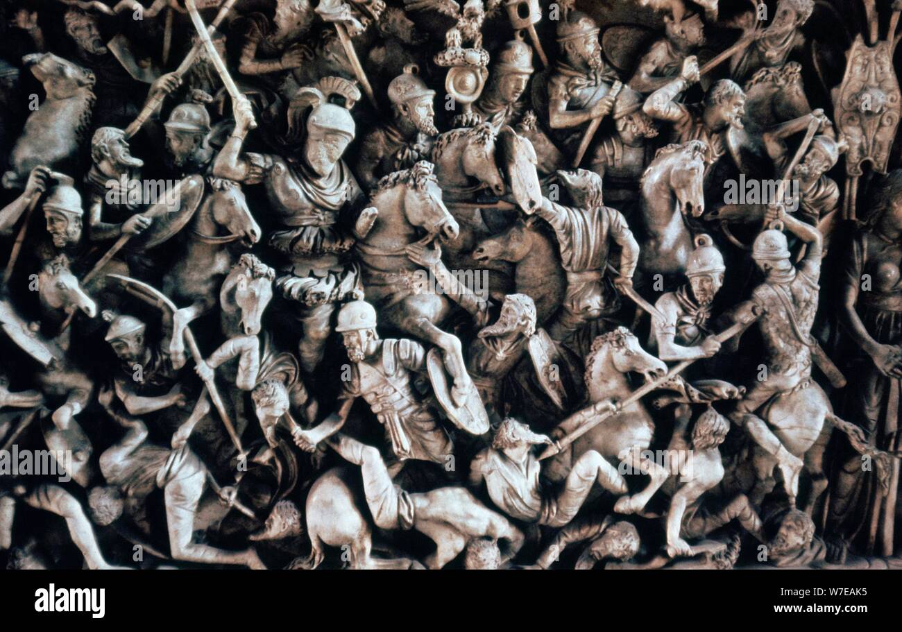 Fregio di soldati romani combattimenti tribesmen germanica, 1 ° secolo. Artista: sconosciuto Foto Stock