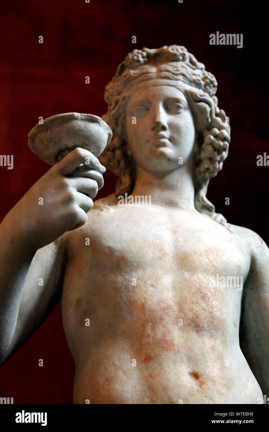 Statua di Dioniso, dio del vino e patrono della vinificazione. Artista: sconosciuto Foto Stock