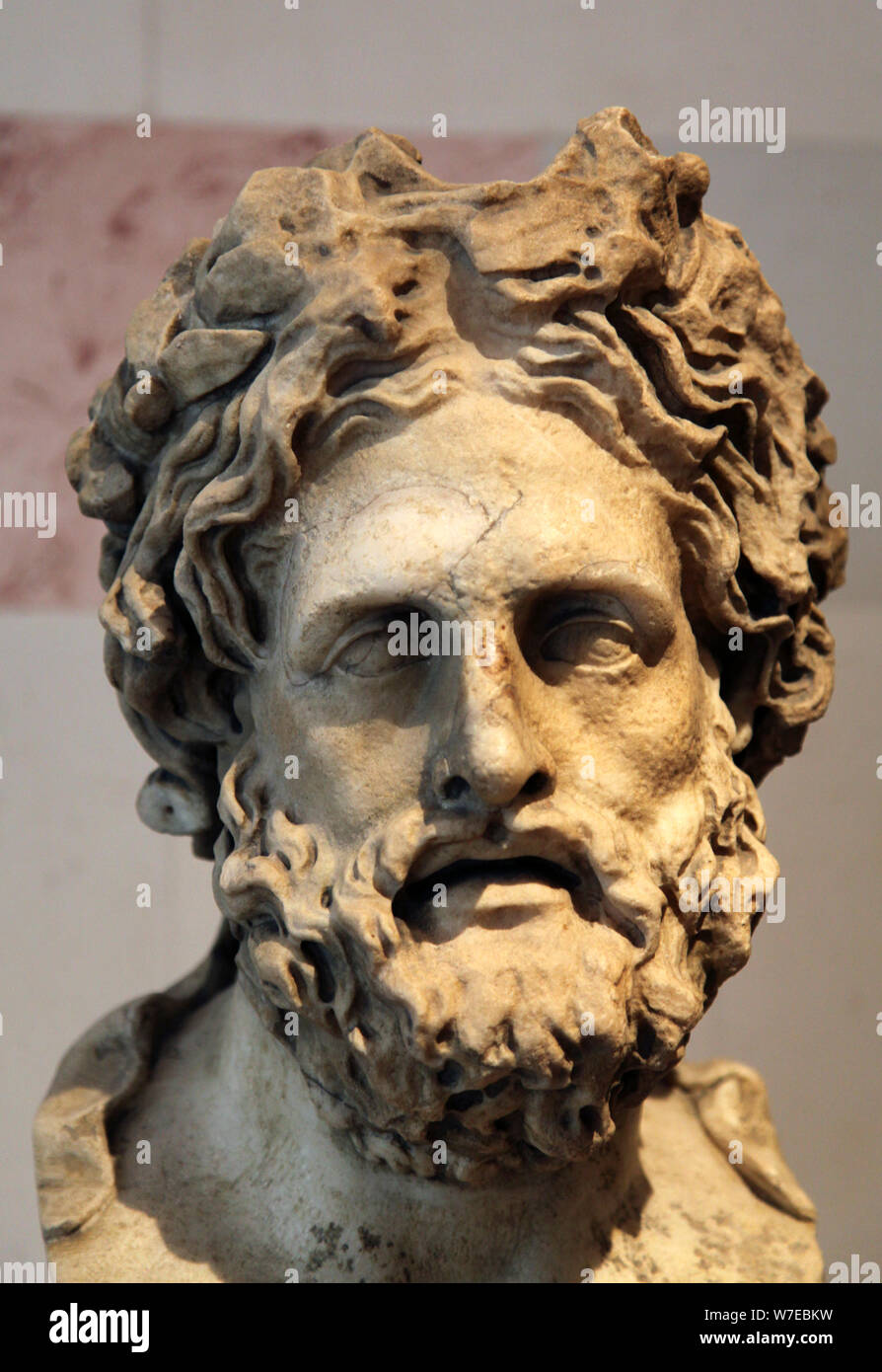 Testa di Asclepio, il dio greco della guarigione. Artista: sconosciuto Foto Stock