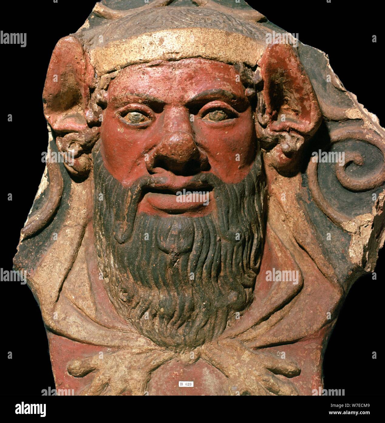 In terracotta etrusca TESTA DI SATIRO. Artista: sconosciuto Foto Stock