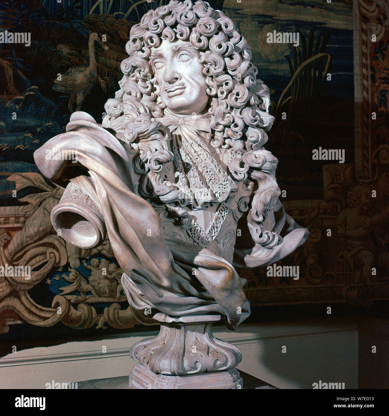 Busto in marmo del re Carlo II, XVII secolo. Creatore: Honore Pelle. Foto Stock