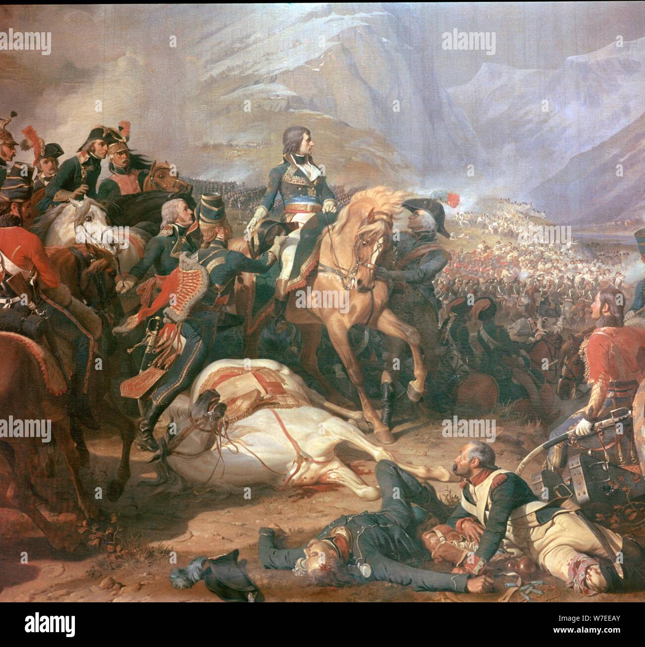 La pittura di Napoleone nella battaglia di Rivoli, XVIII secolo. Artista: sconosciuto Foto Stock