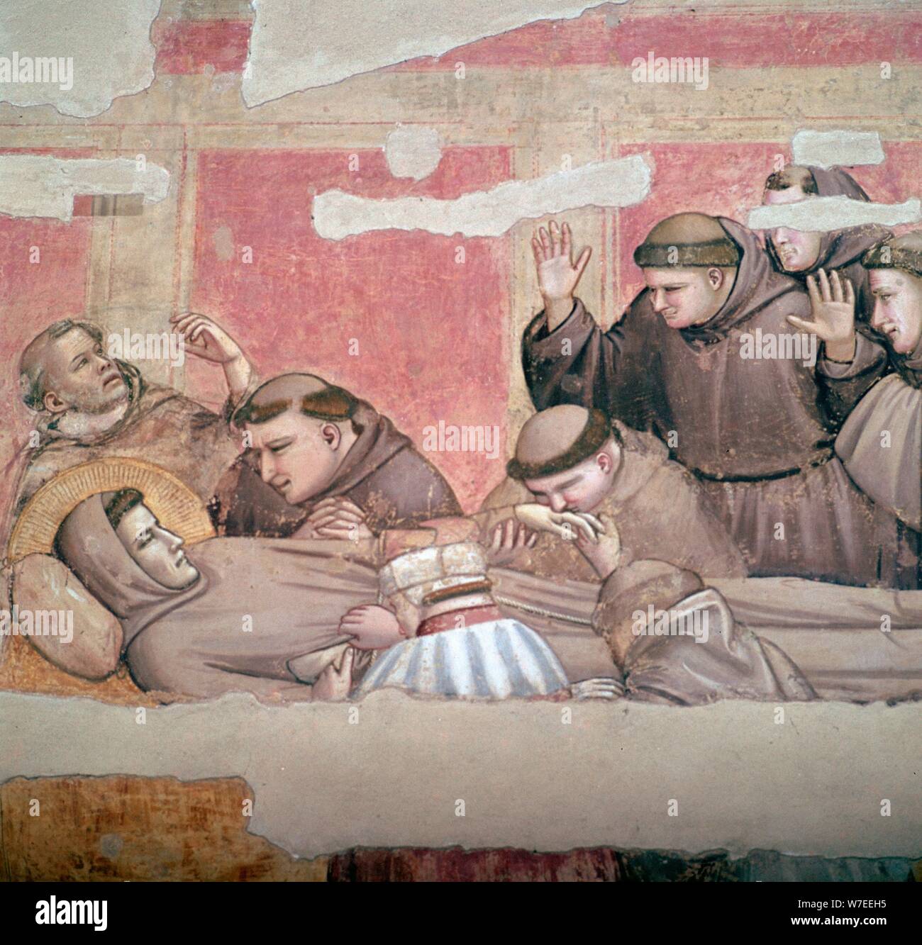Rappresentazione della morte di san Francesco di Assisi, XIV secolo. Artista: Giotto Foto Stock