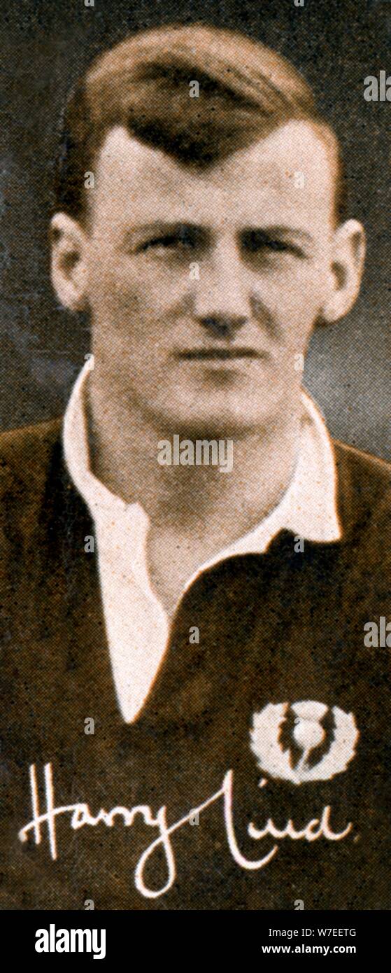 Harry Lind (1906-1986), Scottish Rugby internazionale europea player, 1935. Artista: sconosciuto Foto Stock