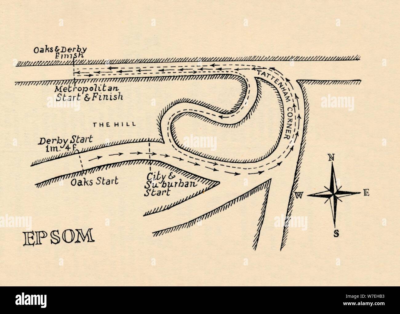 Epsom Race Course, 1940. Artista: sconosciuto Foto Stock