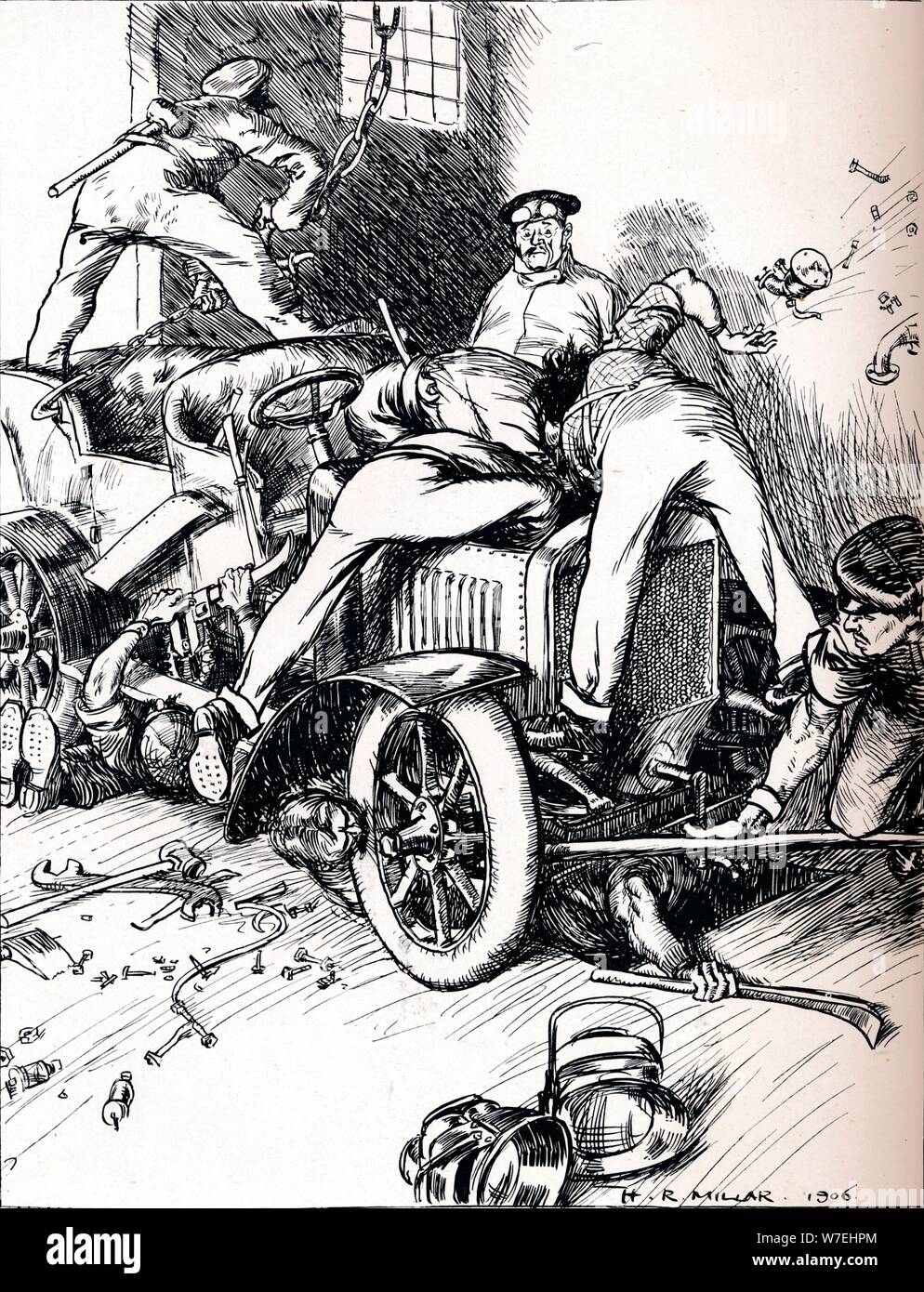 Consigli per gli automobilisti, 1906. Artista: Harold Robert Millar Foto Stock