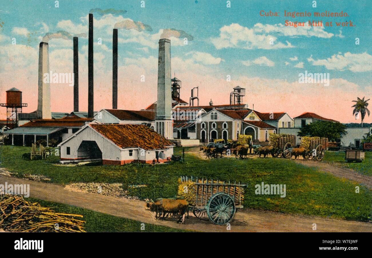 Cuba: Ingenio moliendo. Mulino di zucchero al lavoro, c1900. Artista: sconosciuto Foto Stock