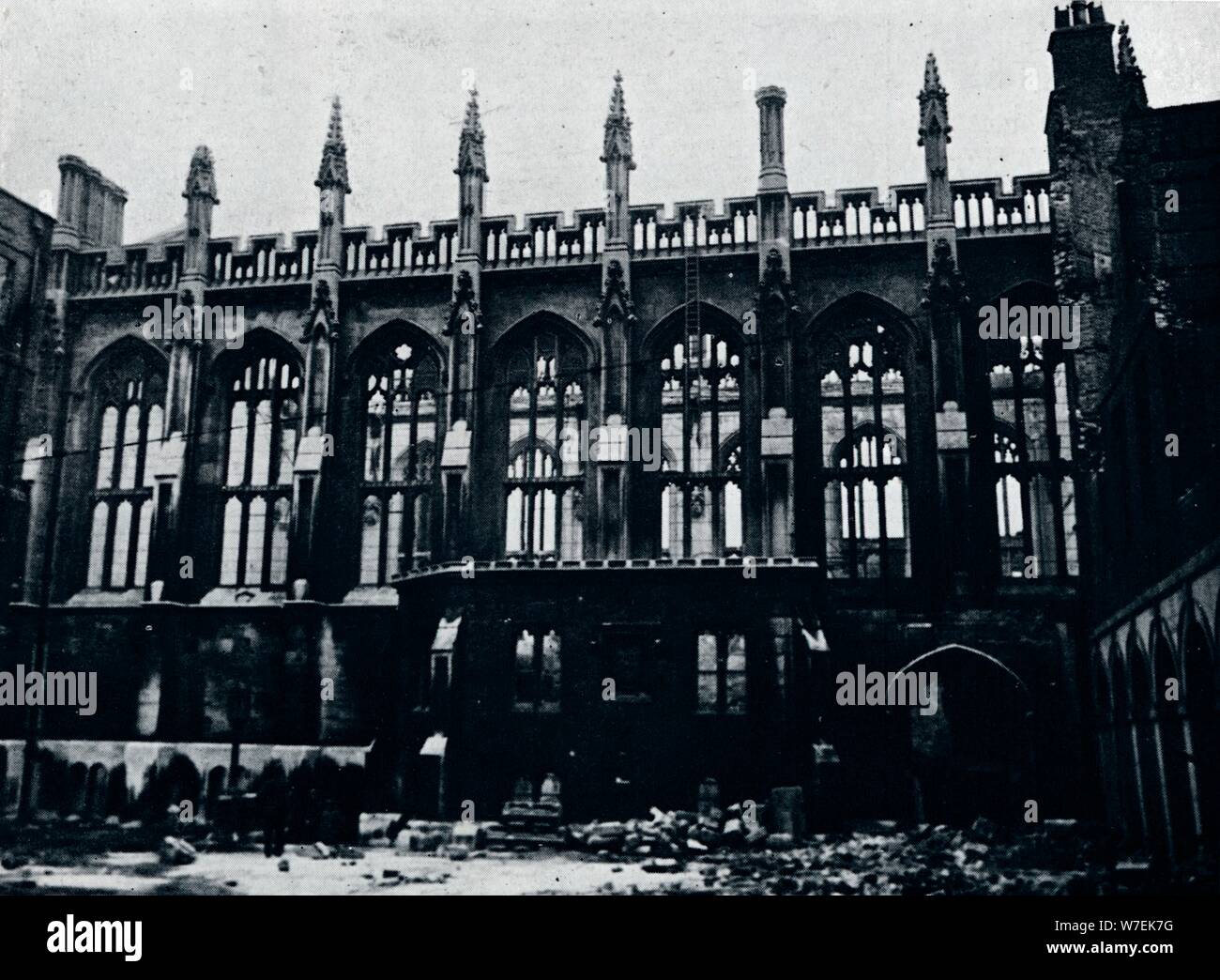 'La storica sala nel tempio interno completamente distrutta da un incendio", 1941. Artista: sconosciuto. Foto Stock