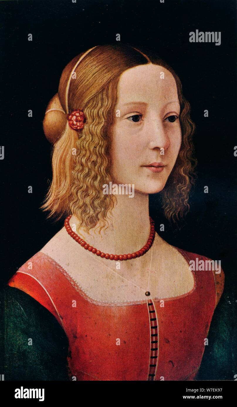 " Ritratto di una ragazza', 1490 (1930). Artista: Workshop di Domenico Ghirlandaio. Foto Stock