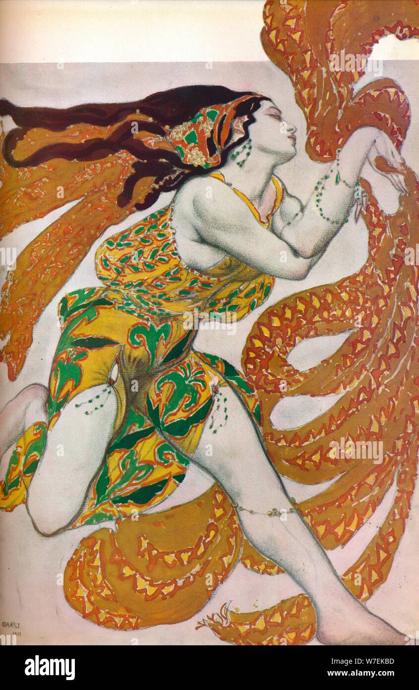 "Narcisse: Un Bacchante. Disegno di costumi per la danza Narcisse', 1911. Artista: Leon Bakst. Foto Stock