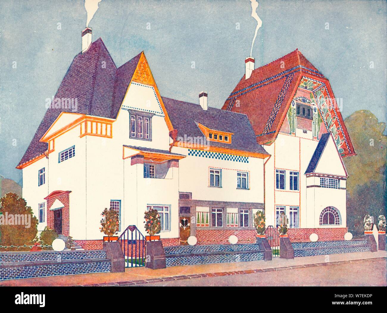 Casa a Darmstadt, progettato dal Professor Joseph Olbrich, c1900 (1901-1902). Artista: Josef Maria Olbrich. Foto Stock