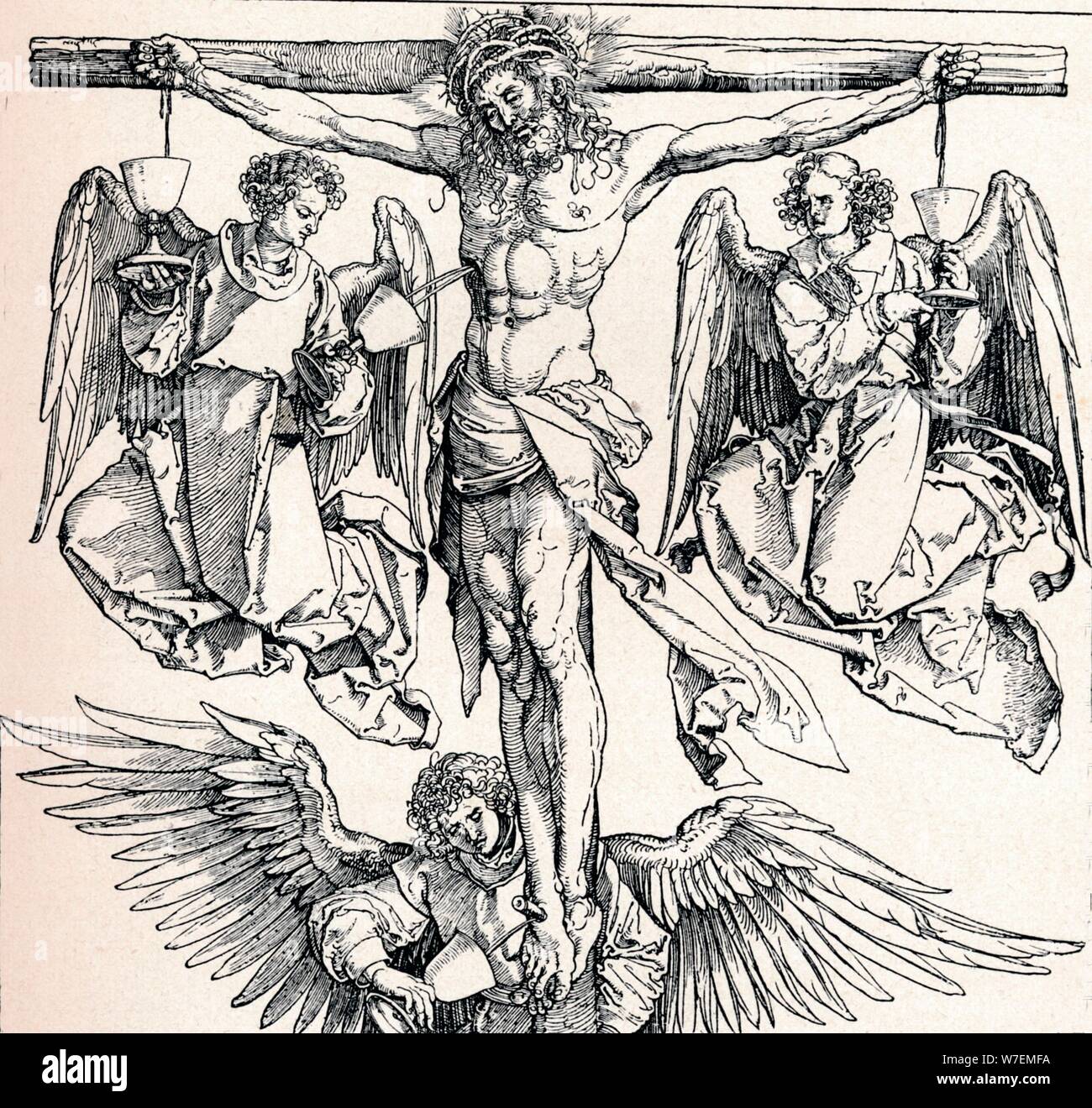 "Cristo sulla Croce con tre angeli', 1523-1525 (1906). Artista: Albrecht Dürer. Foto Stock