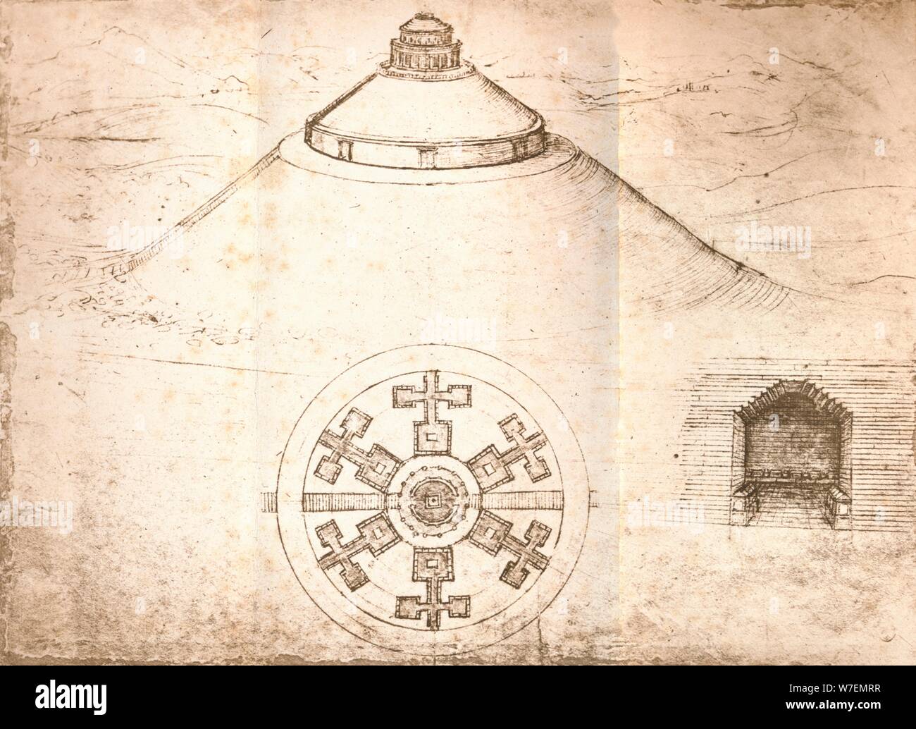 Design per un mausoleo, C1472-C1519 (1883). Artista: Leonardo da Vinci. Foto Stock