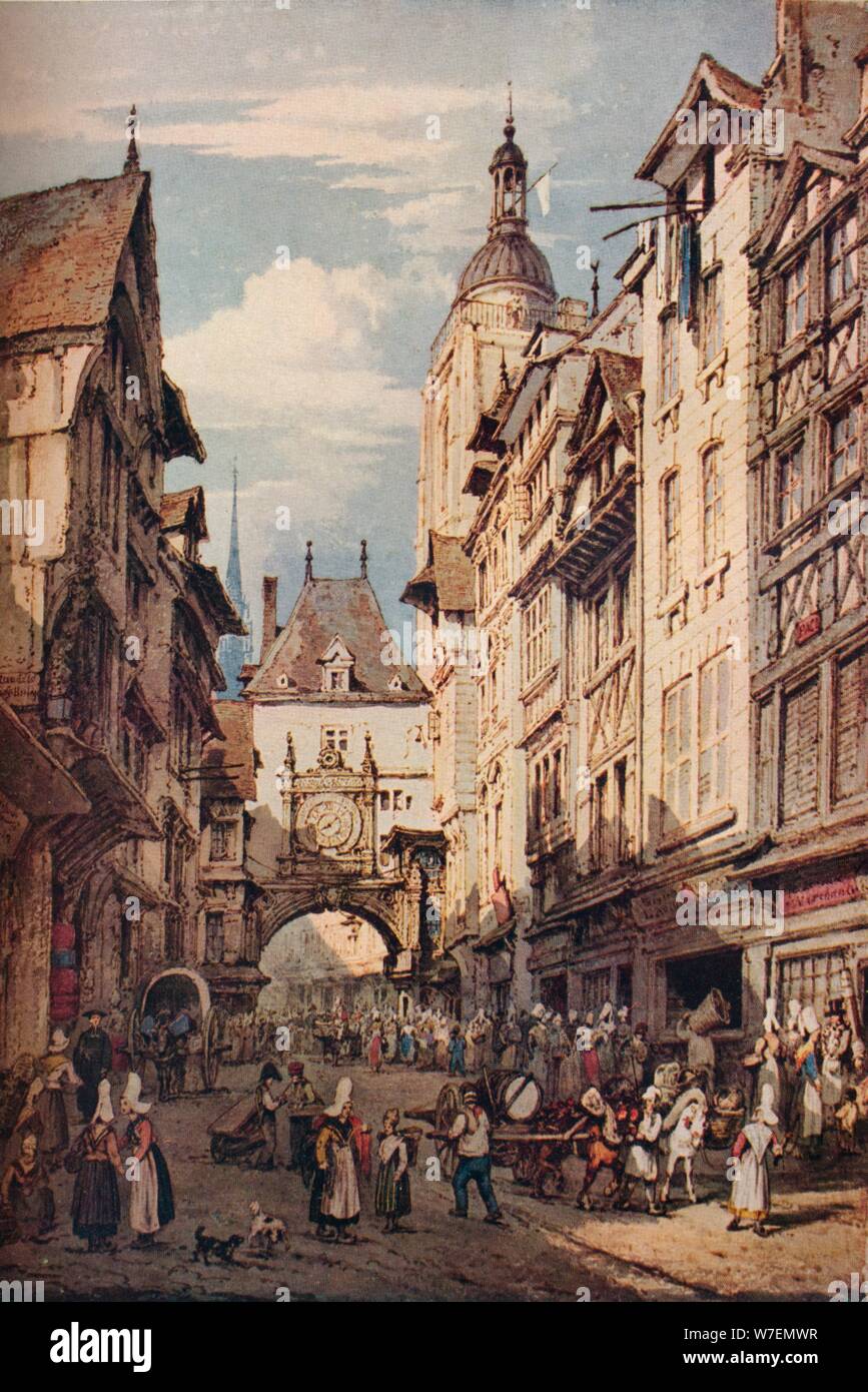 'Rue de la Grosse Horloge, Rouen', 1821. Artista: Henry Edridge. Foto Stock