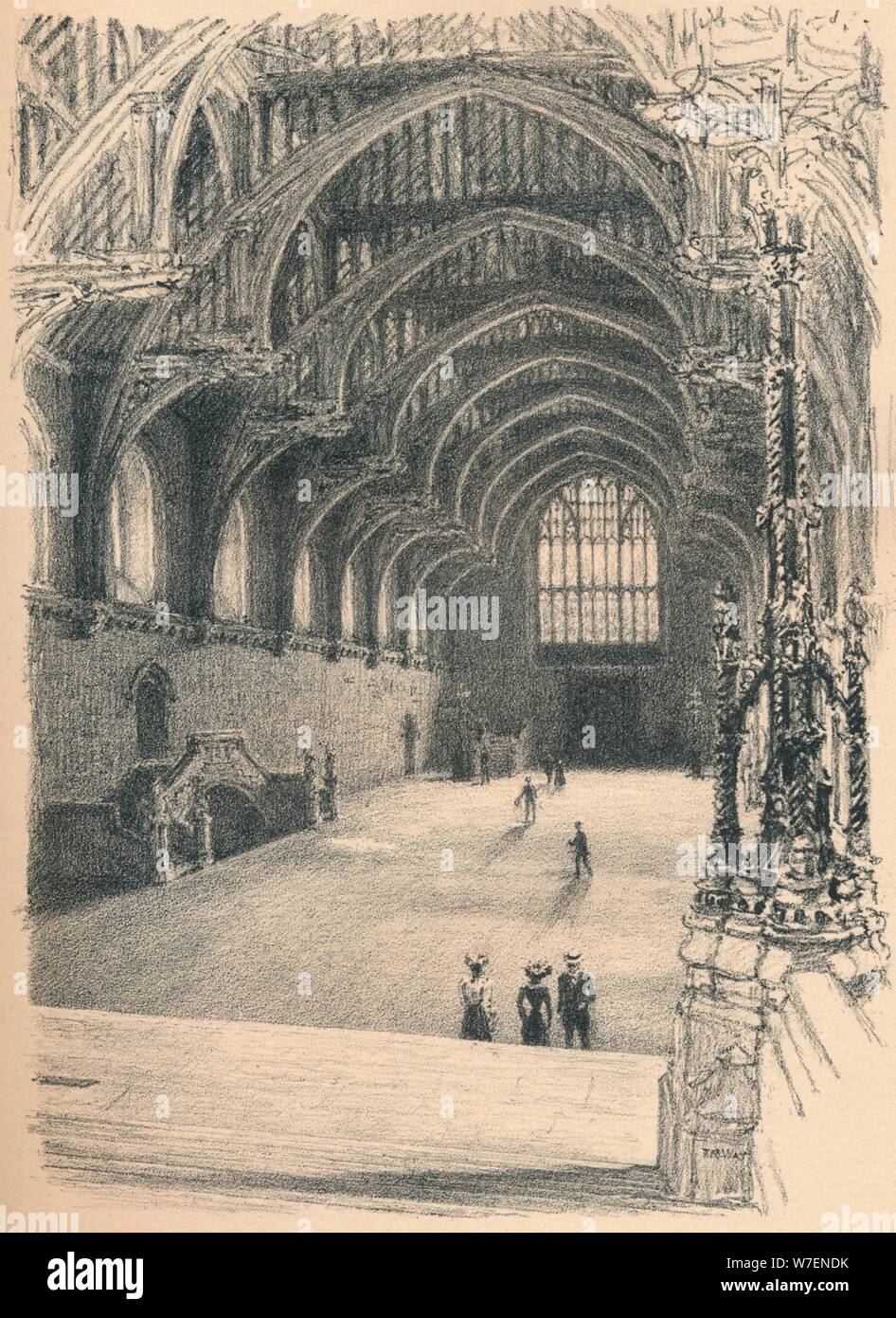 'Interno di Westminster Hall, il Palazzo di Westminster", 1902. Artista: Thomas Robert modo. Foto Stock