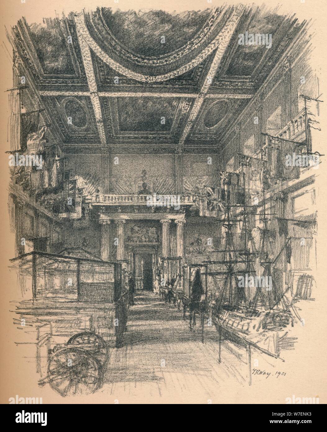 'Interno della sala banchetti, Whitehall Palace", 1902. Artista: Thomas Robert modo. Foto Stock
