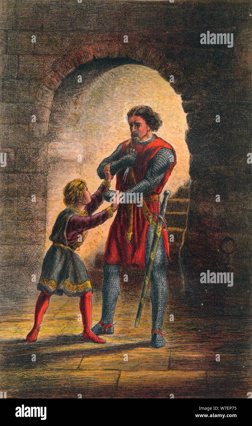 "Arthur parla di Re Giovanni: atto IV, Scena I', C1875. Artista: Sir John Gilbert. Foto Stock