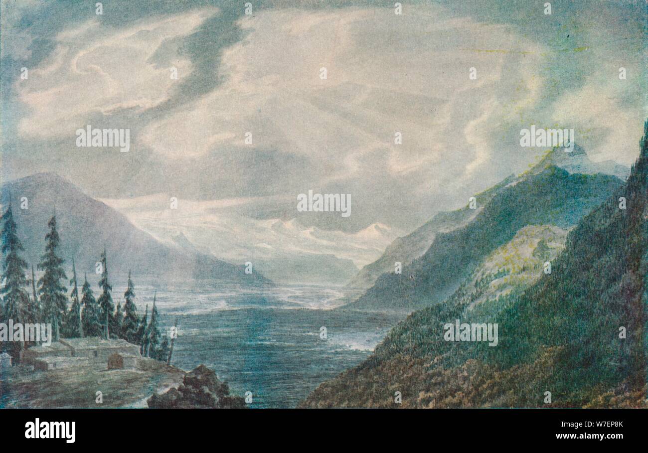"Una valle alpina', del XVIII secolo. Artista: John Robert Cozens. Foto Stock