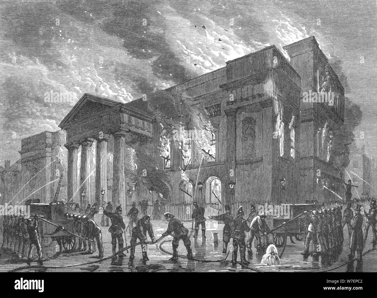 La masterizzazione di Covent Garden Theatre, 1856 (1897). Artista: sconosciuto. Foto Stock