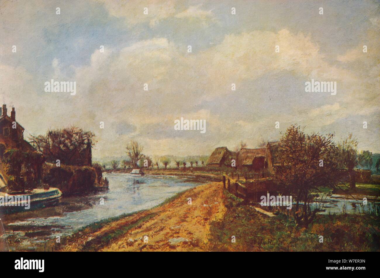 'Canal a Rickmansworth', 1908 (1935). Artista: John William Buxton cavaliere. Foto Stock