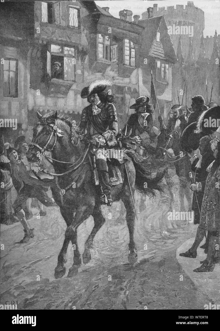 Giacomo II entrando in Dublino dopo la battaglia del Boyne, 1690 (1905). Artista: sconosciuto. Foto Stock