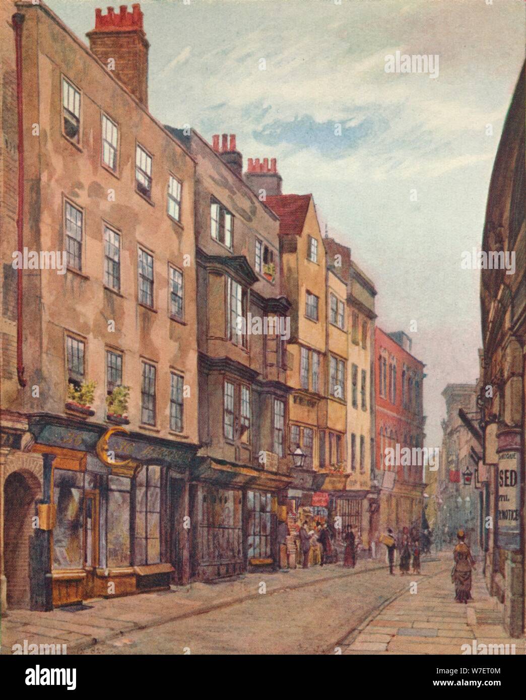 "Holywell Street, guardando ad ovest", Westminster, London, 1882 (1926). Artista: John Crowther. Foto Stock
