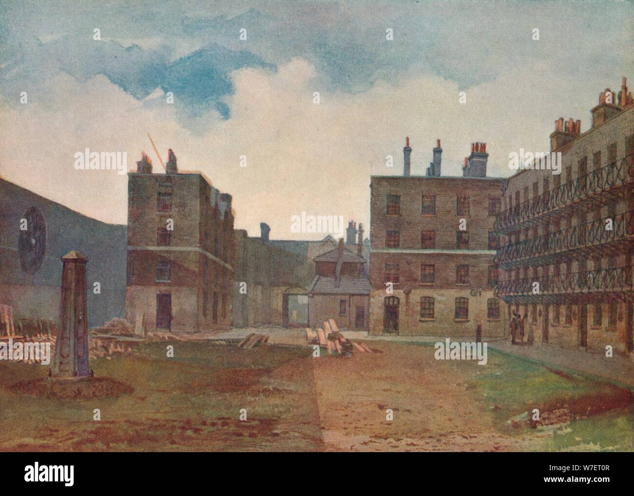 "Queen's Bench prigione - Il prigioniero's Yard' Borough High Street, Southwark, Londra, 1879 (1926) artista: John Crowther. Foto Stock